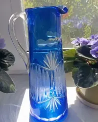 Dzbanek Bohemia Crystal kobalt 29 cm – ręcznie szlifowany — ujęcie 5