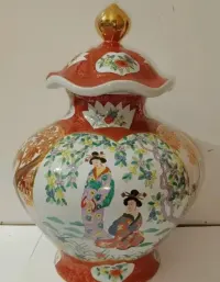 Duży Wazon z Pokrywą 40cm Chińska Porcelana Styl Satsuma / Kanton — ujęcie 2