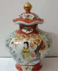 Duży Wazon z Pokrywą 40cm Chińska Porcelana Styl Satsuma / Kanton — ujęcie 3
