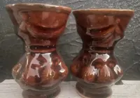 Dwa wazoniki kamionka ceramika szkliwione retro vintage prl — ujęcie 2