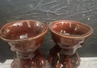 Dwa wazoniki kamionka ceramika szkliwione retro vintage prl — ujęcie 3