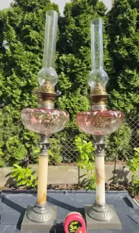 Dwie duże lampy naftowe zbiorniki 16cm — ujęcie 2