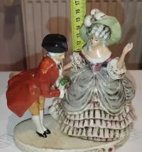 Figurka porcelana porcelit dama szlachcic  sygnowana Grafenthal — ujęcie 5