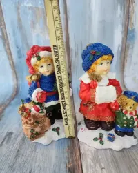 Figurki świąteczne - Chłopiec - dziewczyna - design - vintage — ujęcie 4