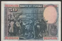 Hiszpania 50 peset 1928 - Diego Velasquez - D2 — ujęcie 2