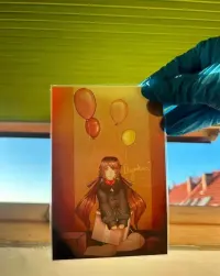 Karta Genshin Impact HU TAO Autorska Grafika Fanart Handmade Kolekcjonerska Laminat — ujęcie 2