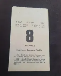 Kartka z kalendarza 08.01.1981 — ujęcie 3