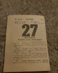 Kartka z kalendarza 27.01.1981 — ujęcie 3