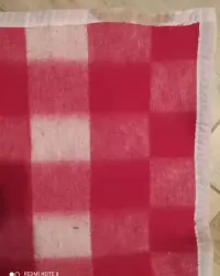 Koc wełniany PRL peerelowski krata kratka retro vintage 150x190 — ujęcie 3