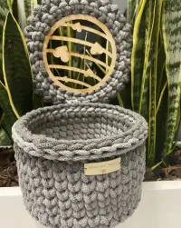 Koszyczek ze sznurka bawelnianego Hand Made rekodzielo recznie robione — ujęcie 3