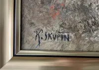 Krystyna Skupin-Petrow – brzozy, olej na płótnie, 73×65 cm, sygnowany — ujęcie 2