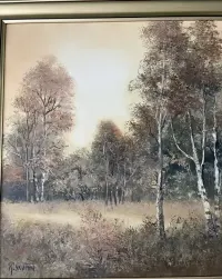 Krystyna Skupin-Petrow – brzozy, olej na płótnie, 73×65 cm, sygnowany — ujęcie 4