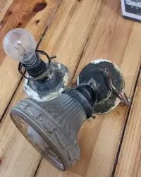 Lampa antyk 1970 żarówka made in Holland klosz — ujęcie 5