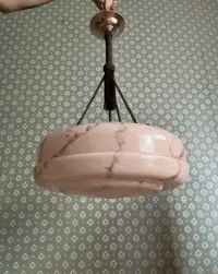 Lampa wisząca przedwojenna art deco ampla żyrandol antyk marmurek — ujęcie 4