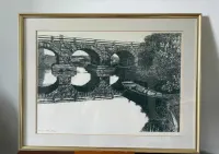 Litografia Pietro Dalla Santa „Stary most w Vimmerby” Grafika w ramie 27/50 Szwecja — ujęcie 2