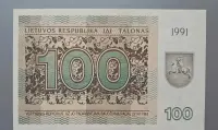 Litwa 100 Talonas 1991 rok. — ujęcie 2