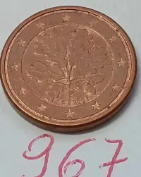 M967, stara moneta 1 euro cent Niemcy 2002 F starocie vintage — ujęcie 3