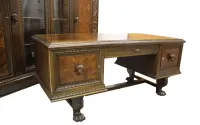 Majestatyczny komplet gabinetowy / bogato rzeźbiony  biblioteka i biurko — ujęcie 4