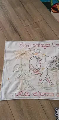 Makatki ludowe haftowane z czasów PRL Cena za 2 sztuki — ujęcie 4