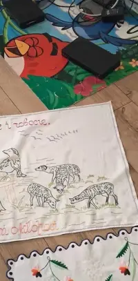 Makatki ludowe haftowane z czasów PRL Cena za 2 sztuki — ujęcie 5