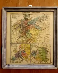 MAPA . DEUTSCHLAND 1786 UND 1812 . Oryginalna . Rama drewniana . — ujęcie 2