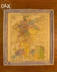 MAPA . DEUTSCHLAND 1786 UND 1812 . Oryginalna . Rama drewniana . — ujęcie 5