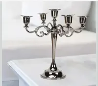 Metalowy Świecznik 5 Ramion Retro Elegancki Srebrny — ujęcie 2