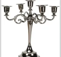Metalowy Świecznik 5 Ramion Retro Elegancki Srebrny — ujęcie 3
