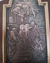 Miedzioryt . Sainte Famillie. XIX/XX w. Piękna praca. — ujęcie 2