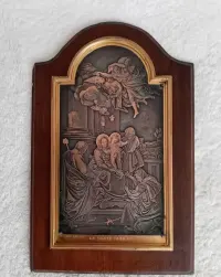 Miedzioryt . Sainte Famillie. XIX/XX w. Piękna praca. — ujęcie 3