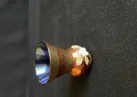 Miniaturowe wazoniki Bohemia Glass Czechosłowacja złocone para retro — ujęcie 3