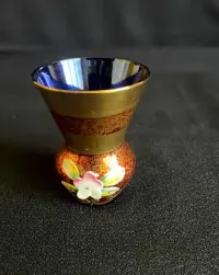 Miniaturowe wazoniki Bohemia Glass Czechosłowacja złocone para retro — ujęcie 5