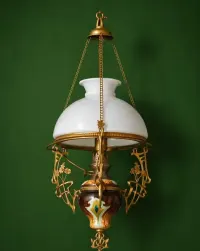 Monumentalna Antyczna Lampa Pałacowa z Majoliki – Unikalny Zabytek — ujęcie 3