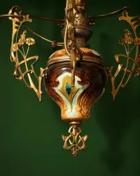 Monumentalna Antyczna Lampa Pałacowa z Majoliki – Unikalny Zabytek — ujęcie 4