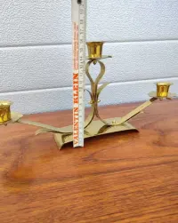 Mosiężny świecznik  trój ramienny - vintage - design - U — ujęcie 4