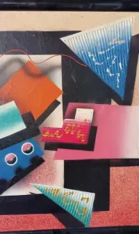 Obraz olejny abstrakcja wielobarwne figury geometryczne l. 80/90 ub.w. — ujęcie 3