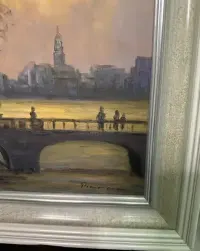Obraz widok most miasto rzeka pejzaż krajobraz sygnowany 915 — ujęcie 2