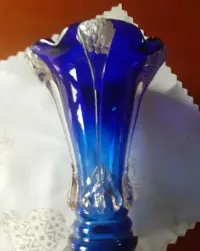 Piekny unikalny chaber stary flakon szklany  wtopione ozdoby 24.5 cm — ujęcie 5
