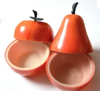 Plastikowe owoce Termosy Pojemniki na lód Zestaw 3 sztuk Lata 80. PRL — ujęcie 3