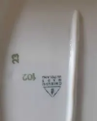 Podluzny porcelanowy talerz Cmielow motyw kwiatowy zloty brzeg — ujęcie 2