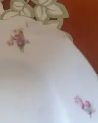 Podluzny porcelanowy talerz Cmielow motyw kwiatowy zloty brzeg — ujęcie 4