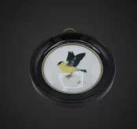 porcelanowy obrazek z Limoges w czarnej ramie ptaszek  b61/052961 — ujęcie 2
