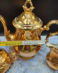 Porcelanowy środek stołu - Złoty  dzbanek cukiernica design - 3315 — ujęcie 5