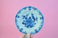 porcelanowy talerz ręcznie malowany kobalt ptak Royal Holland folk — ujęcie 4