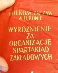 Proporczyk Lublin 1962 Wyróżnienie za Organizacje Spartakiad Zakładow — ujęcie 3
