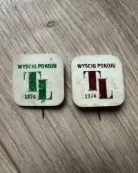 Przypinka wyscig pokoju 1974 zielona i czerwona — ujęcie 3
