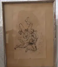 Rysunek lawowany, Jan Władysław Grzegorzewski  "Walka I" — ujęcie 2