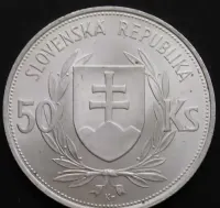 Słowacja 50 koron 1944 - ksiądz J. Tiso - srebro — ujęcie 2