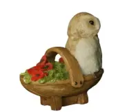 Sowa w koszyczku ceramiczna kolekcjonerska figurka — ujęcie 3