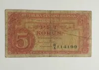 Sprzedam banknot Czechosłowacja 5 Koron 1945r. — ujęcie 3